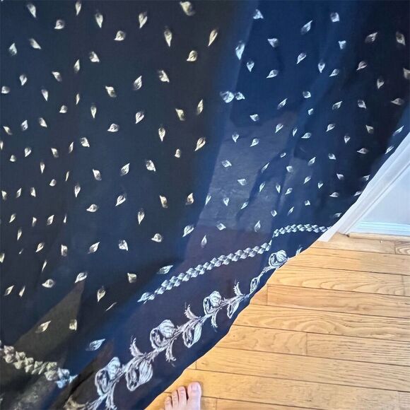 Max Studio Women's Midi Dress S Blue White Pattern V-Neck Long Sleeve - Picture 7 of 10